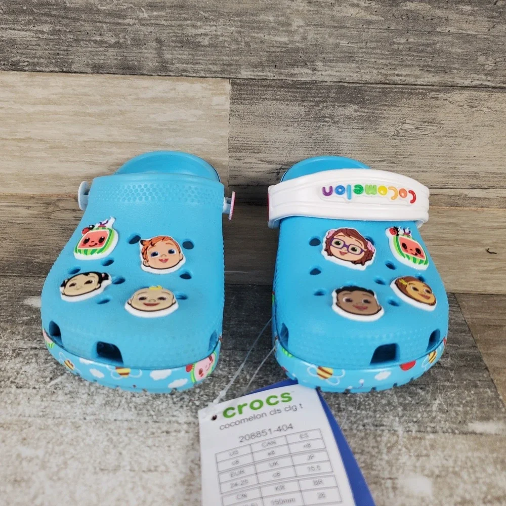 Crocs Cocomelon Classic Toddler Clogs Sz 8 C8 Blue Vented Sandals *read*‎